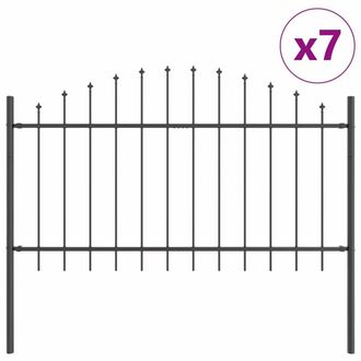 Berkfield Home Garden Fence with Hoop Top - Grey, 11.9 x 1 m Steel in Grey