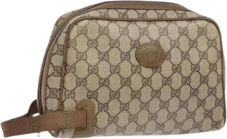Gucci Pre-owned Vintage Canvas Clutch - Dames - Vintage Clutch - Beige - ONE Size - Leer - Vintage