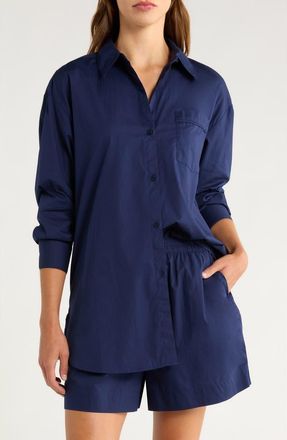 Nordstrom Oversize Shirting Short Pajamas in Navy Peacoat at Nordstrom, Size X-Large