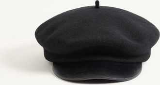 Valentino Garavani Berretto Valentino Garavani VLogo Signature In Lana Con Visiera In Pelle Donna NERO/ORO 55