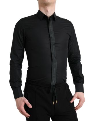Dolce & Gabbana Logo-Detailed Cotton Poplin Shirt - Black