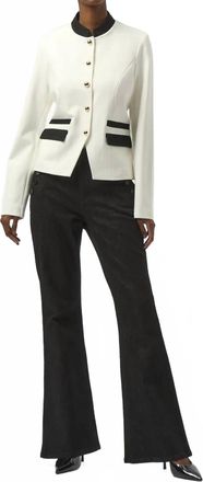 Joseph Ribkoff Long Sleeves Mandarin Collar Jacket In Vanilla/ Black