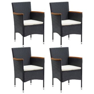 vidaXL Vidaxl - Sillas De Comedor Para Jard&iacute;n 4 Unidades Rat&aacute;n Sint&eacute;tico Negro