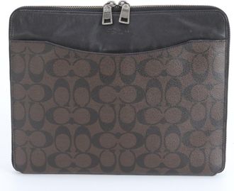 Coach Brown Coated Canvas Leather Pouch (Pre-Owned)