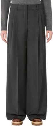Max Mara Broeken, Dames, Grijs, XS, Wol, Adelfi Wijde Broek