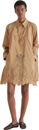 Meimeij Dames, Jurken, Beige, Maat: 2XS Katoen