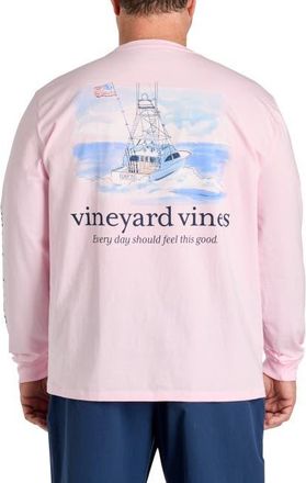 Vineyard Vines Big & Tall Painted Shining Sea Flag Long-Sleeve Pocket T-Shirt in Pink Drink at Nordstrom, Size 5X Big