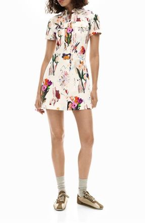 Desigual Printed Mini Shirtdress in Medium Beige at Nordstrom, Size X-Large