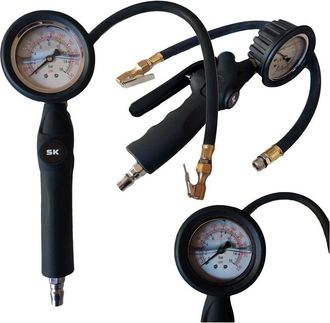Trade Shop Trade Shop - Pistola Aria Con Manometro Professionale 0-16 Bar 0-230 Psi Liquido Anti-shock