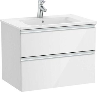 Roca Roca - Pack Unik mueble base de dos cajones + lavabo central the gap Color: Blanco brillo - Medidas: 705x460x537 mm