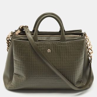Aigner Olive Green Leather Olivia M
