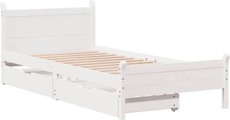 vidaXL Vidaxl - Bed Frame without Mattress White 75x190 cm Small Single Solid Wood Pine