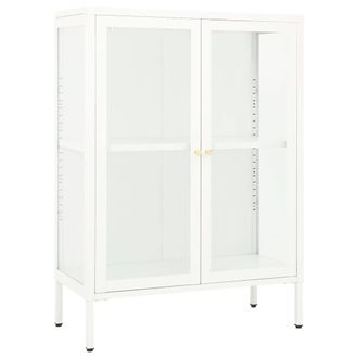 Berkfield Home Sideboard White 75x35x105 cm Steel & Glass | Size: 75 x 35 x 105 cm