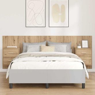 vidaXL vidaXL Testata con Comodino 3 pcs Rovere artigianale Legno multistrato