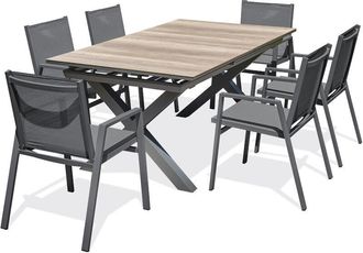 DCB Garden Floride - Conjunto De Comedor De Jard&iacute;n 6 Plazas De Aluminio Dcb Garden