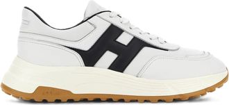Hogan White Black Logo Textured Sole Sneakers