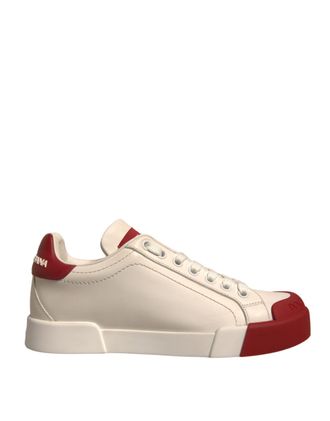 Dolce & Gabbana Shoes White Leather Logo Portofino Womens Sneakers