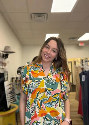THML Clothing Flutter Sleeve Top In Green Multi
