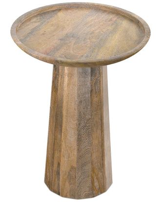 Simpli Home Dayton Solid Mango Wood 13In Round Contemporary Wooden Accent Table