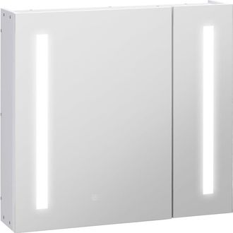 Kleankin Kleankin - Armario Con Espejo De Ba&ntilde;o Con Luz Led Armario De Ba&ntilde;o Colgante Con 2 Puertas Funci&oacute;n De Memoria Interruptor T&aacute;ctil Estilo Moderno 70x15x65