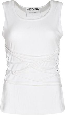 Moschino Tanktop van katoen met kant - Dames - Tops zonder mouwen - Wit - L - Katoen - Tops