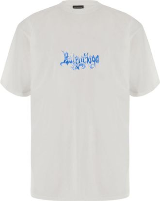Balenciaga Off White Logo Crew Neck T-Shirt