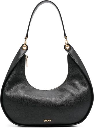 DKNY Zwarte Leren Casual Schoudertas - Dames - Schoudertassen - Zwart - ONE Size - Leer - Tassen
