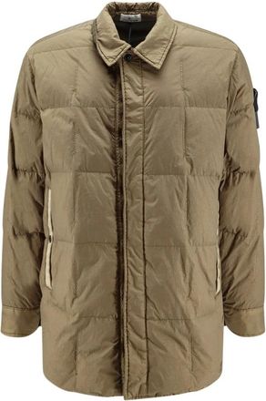 Stone Island Gevoerde Jas Met Klassieke Kraag - Heren - Winterjassen - Groen - XL - Jassen