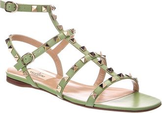 Valentino Rockstud Caged Leather Ankle Strap Sandal
