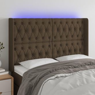 vidaXL Cabecero Con Led De Tela Marr&oacute;n Oscuro 163x16x118/128 Cm Vidaxl