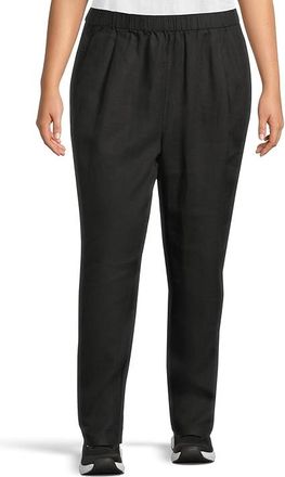 Eileen Fisher Ankle Pleated Lantern Pants Womens Clothing Black : SM 28, Linen