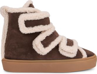INUIKII Suede with Shearling Trim Ankle Boots - Brown