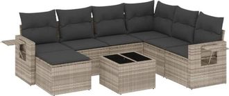 vidaXL Vidaxl - Set De Sof&aacute;s De Jard&iacute;n 8 Pzas Y Cojines Rat&aacute;n Sint&eacute;tico Gris