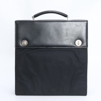 Bulgari Black Leather Nylon Briefcase (Pre-Owned)