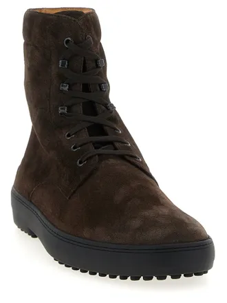 Tod's Suede Lace-Up Boot - Brown