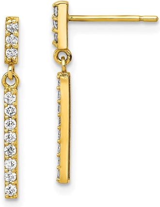 Diamond2Deal 10K Yellow Gold Round Cubic Zirconia Drop Dangle Earrings