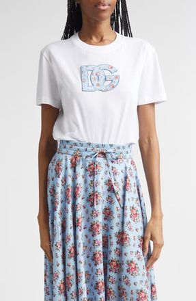 Dolce & Gabbana Embroidered Logo Short Sleeve T-Shirt in Bianco Ottico at Nordstrom, Size 12 Us