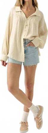 Promesa Cotton Raw-Edge Button-Up Shirt In Cream