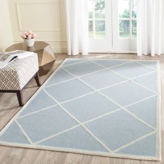 Safavieh Cambridge Hand Made Area Rug, Light Blue / Ivory Contemporary Style Non-Shedding