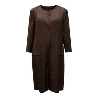 Meimeij Shirt Dresses, female, Brown, Size: 3XL Embossed Overcoat Jacket