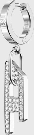 Diesel Stainless steel glitz D drop earring - Earrings - Unisex - Silver