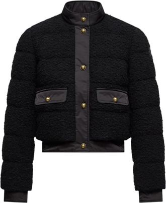 Moncler Blandy Wool-blend Boucl&eacute; Korte Donsjas - Dames - Winterjassen - Zwart - XL - Wol - Jassen