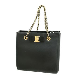Ferragamo Black Leather Tote Bag (Pre-Owned)