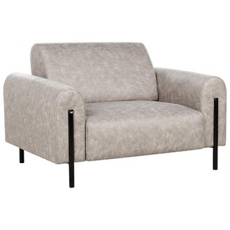 Beliani Beliani - Sill&oacute;n Moderno Sal&oacute;n Tapizado Tela Aspecto Cuero Respaldo Ajustable Patas Metal Gris Askim