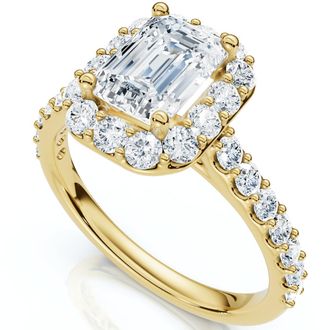 Pompeii3 1 3/4Ct Emerald Cut Diamond Halo Engagement Ring 10k Gold Lab Grown