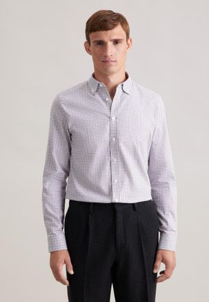 Seidensticker Flanellhemd SEIDENSTICKER Schwarze Rose, Herren, Gr. XXL (45), normale &Auml;rmell&auml;ngen, grau, 100% Baumwolle, kariert, slim fit, 2-Knopf-Manschette, Hemde