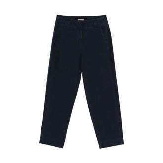 Woolrich Cropped Trousers, female, Blue, Size: W26 Poplin Carrot Pants