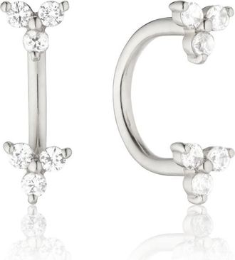 Lily & Roo Solid White Gold Diamond Style Triangle Lobe Stud Earrings