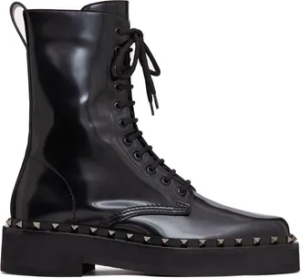 Valentino Garavani 50mm Rockstud M-Way combat boots - men - Calf Leather/Calf Leather/Plastic/Metal/Goat Skin - 40 - Black