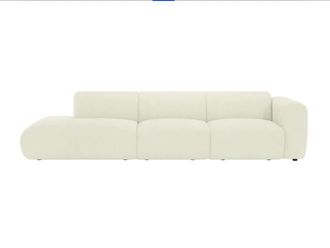 VENTE-UNIQUE.COM Sof&aacute; fijo terciopelo 5 plazas blanco roto 310x96cm